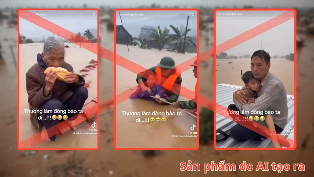 Sự bùng nổ của các công cụ AI tạo sinh đã khiến việc tạo ra các sản phẩm giả mạo thiên tai trở nên dễ dàng và chân thực hơn bao giờ hết. Đồ họa: Hạo Thiên